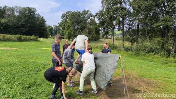 Sommerlager 2024 im Pfadfinderdorf Zellhof<br/>Eines der Stationsspiele am Samstag